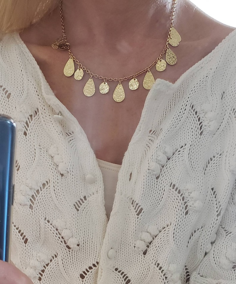 Golden brass drop tassel necklace image 2