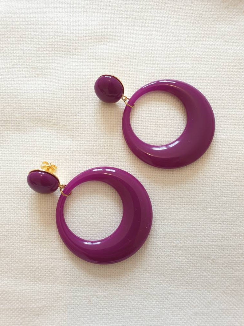 Vintage style resin hoop earrings image 8