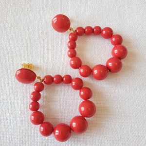 Size 1 hoop earrings with resin beads The classics 5.5 cm 5 g Rouge vif