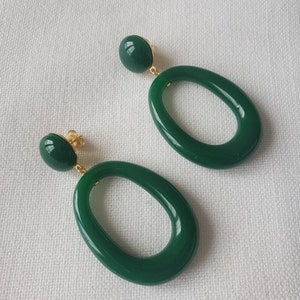 Hollow out resin earrings Vert foncé