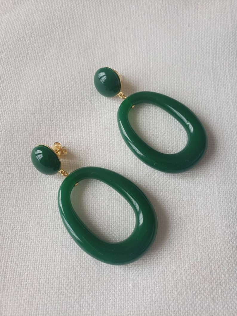Hollow out resin earrings Vert foncé