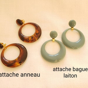 Boucles d'oreilles anneaux résine style vintage image 2