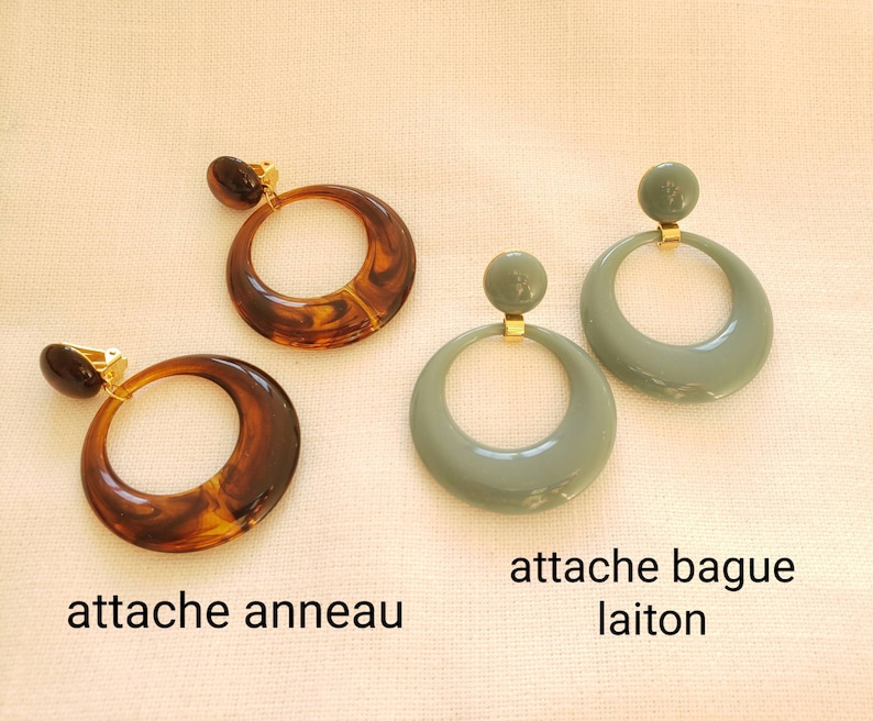 Boucles d'oreilles anneaux résine style vintage image 2