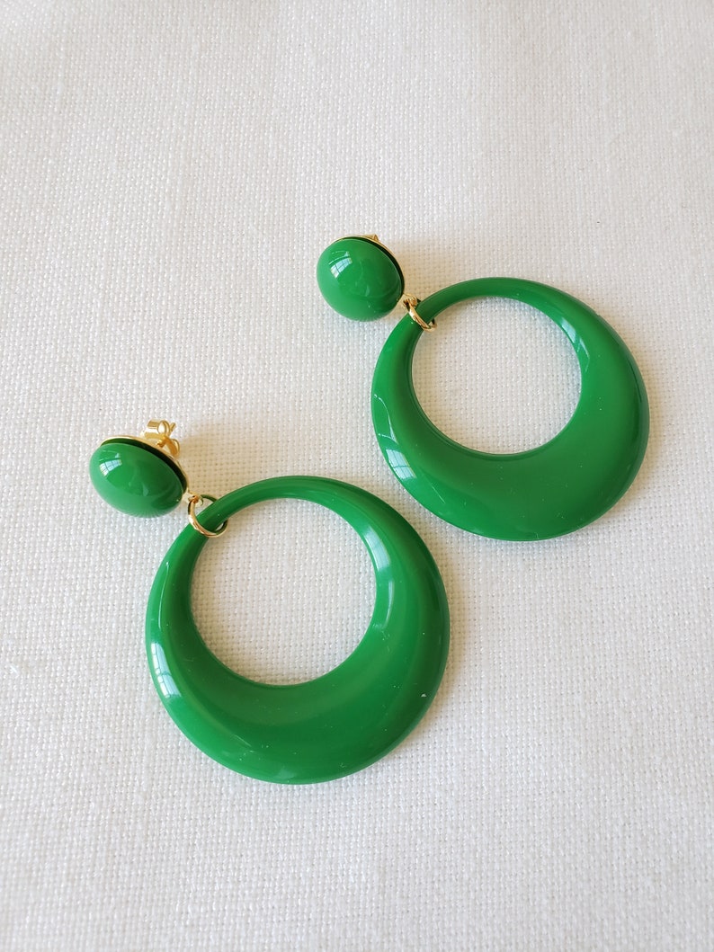 Vintage style resin hoop earrings image 6