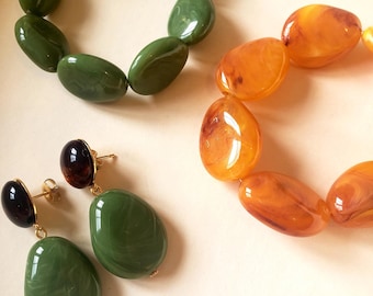 Resin pebble bracelets