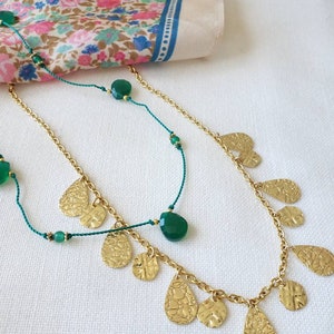 Golden brass drop tassel necklace image 3