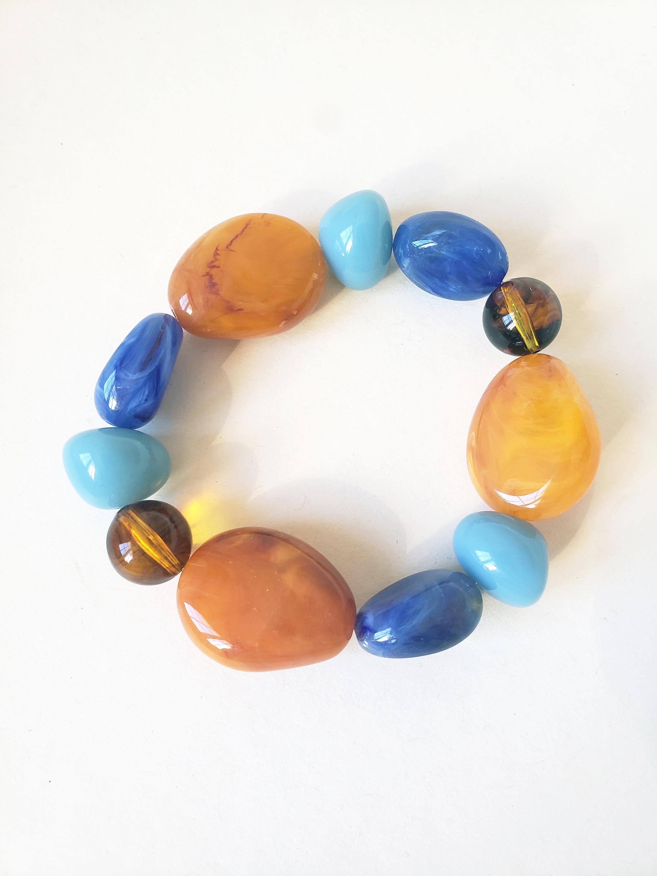 Vintage-style Multicolored Irregular Beaded Resin Bracelet - Etsy