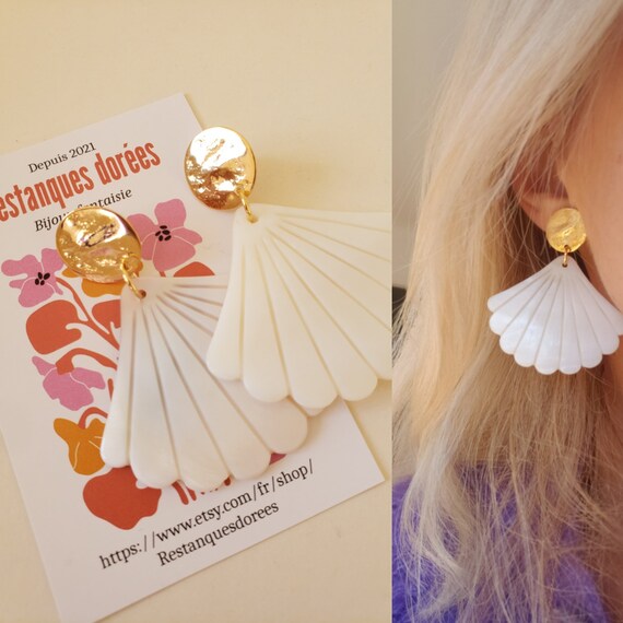ピアス [PRIMAUTE] Pearl Shell Ring EARRINGS Mother-of-pearl Shell Earrings - Etsy