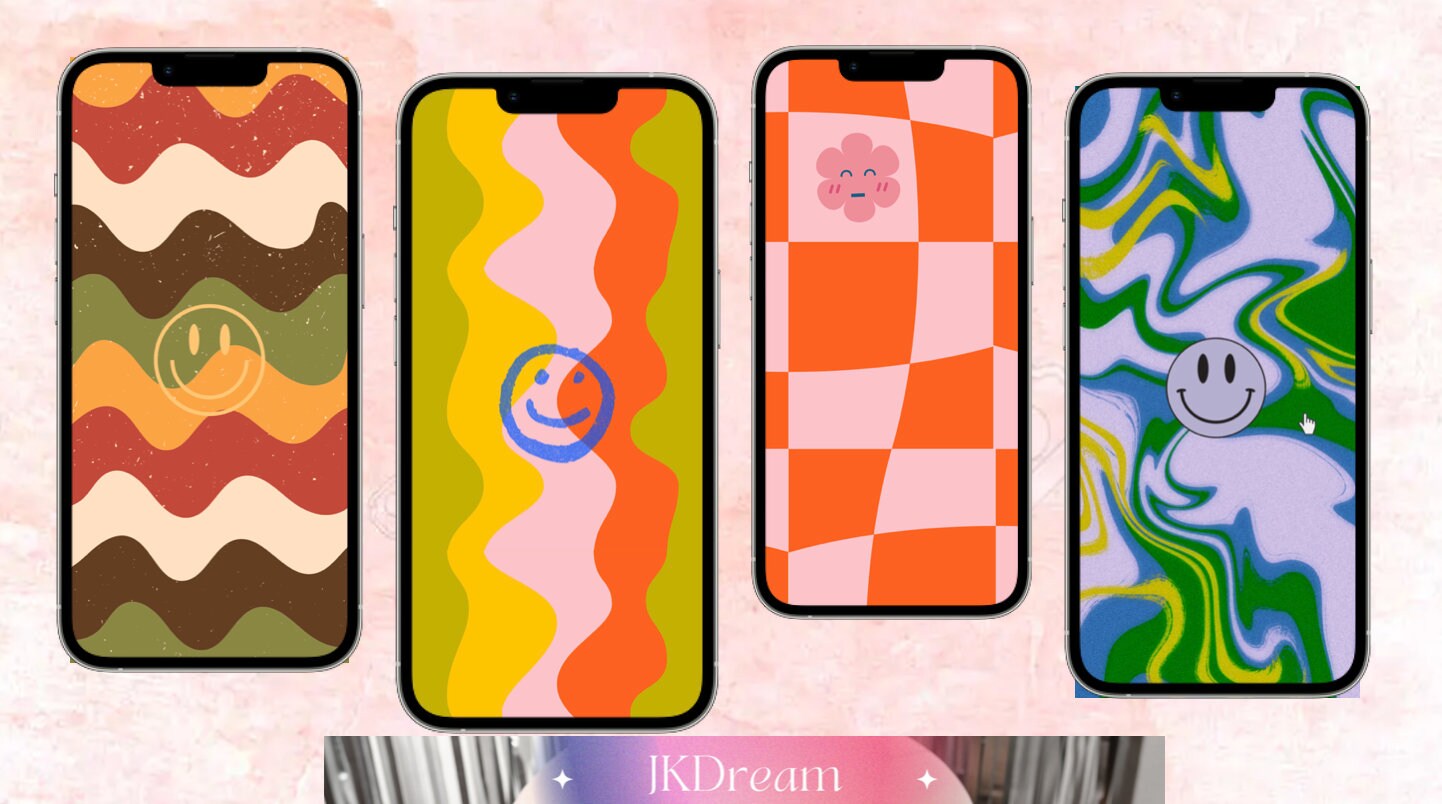 Indie Aesthetic Smiley Face Wavy Iphone Wallpaper Y2k Iphone Etsy