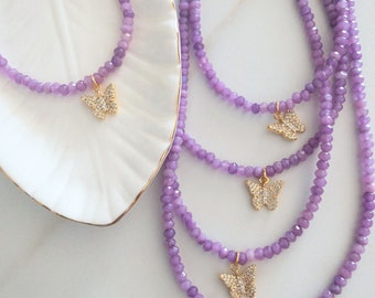 Purple choker / butterfly choker / butterfly pendant necklace / butterfly necklace / pendant necklace / purple necklace / butterfly