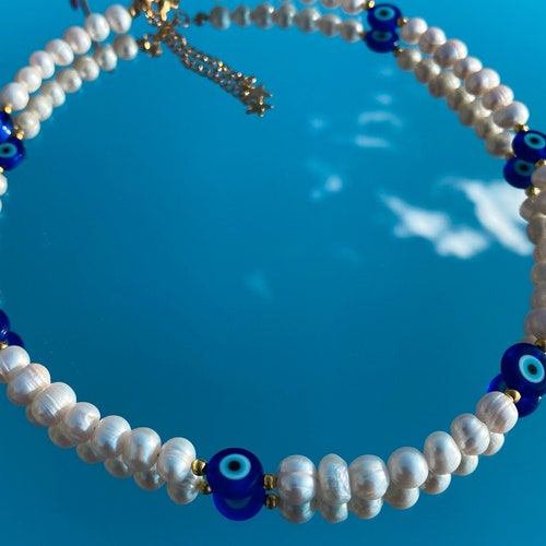 Collier Pendentif Œil Du Diable Avec Perle - Blanc - Neuf Avec étiquettes - Marque Générique