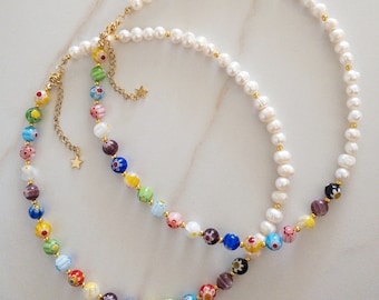 freshwater pearl  / Pearl necklace / ivory freshwater pearl necklace / y2k necklace / white pearls / modern necklace
