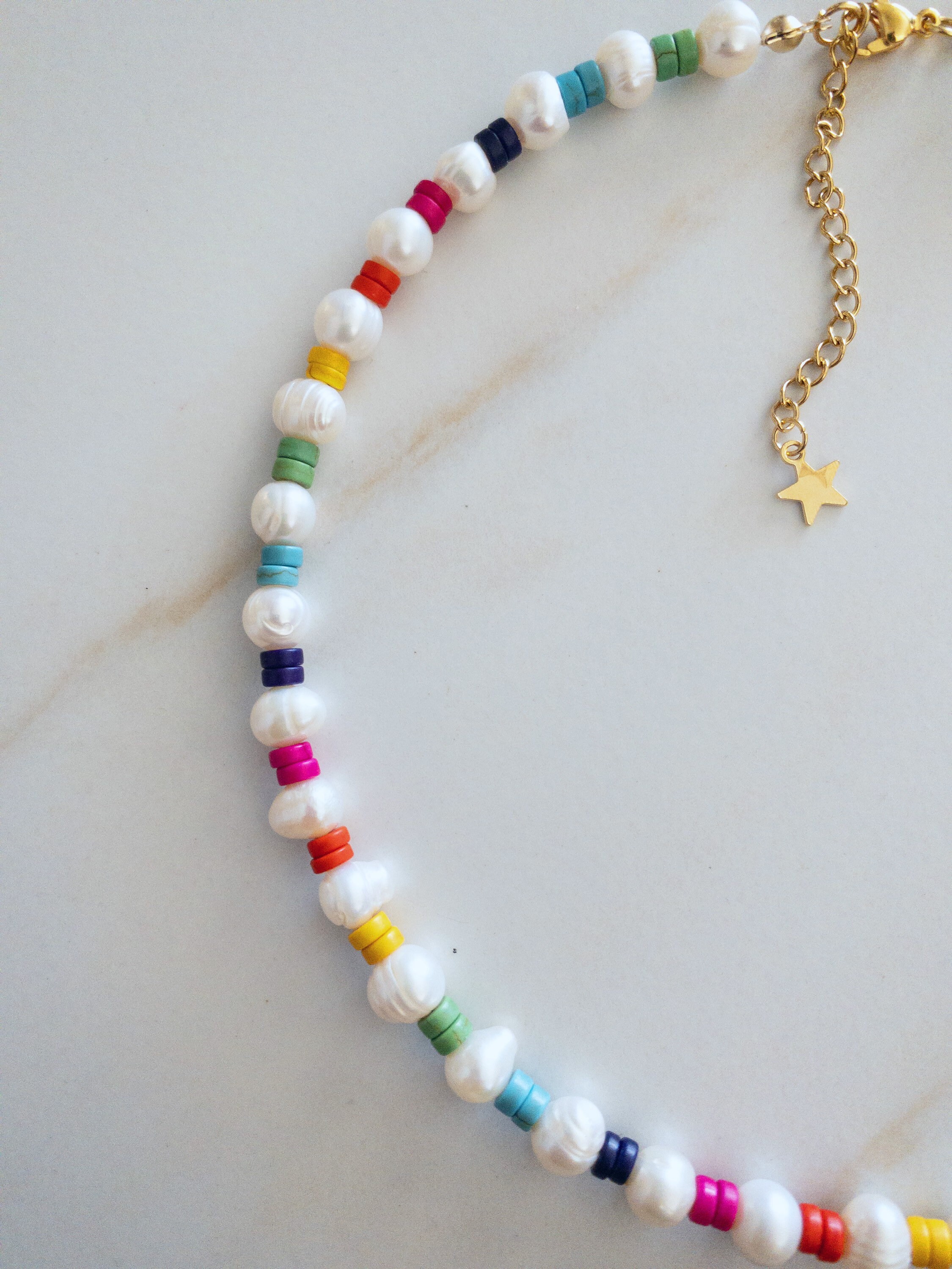 4mm Heishi Necklaces, Rainbow Surfer Glass Pearl Necklace, African