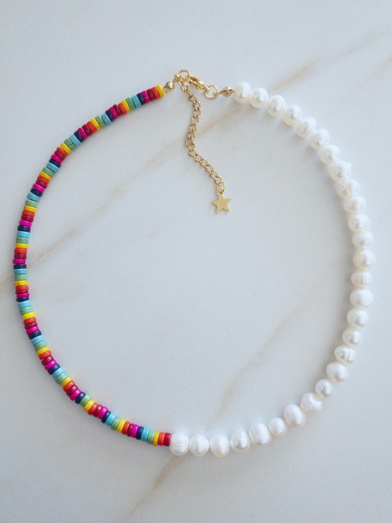 Beach Babe Colorful Pearl Necklace – The Wanderlust Bazaar