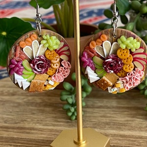 Round Charcuterie Boards food earrings food jewelry foodie gift unique gift image 1