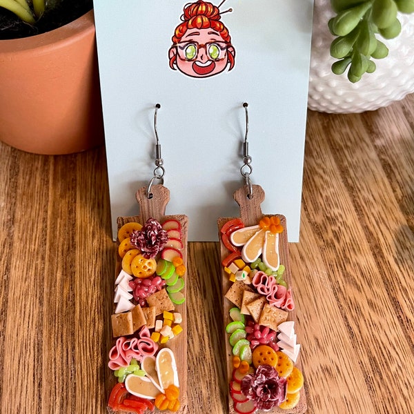 Long Charcuterie Boards- grazing board- food earrings