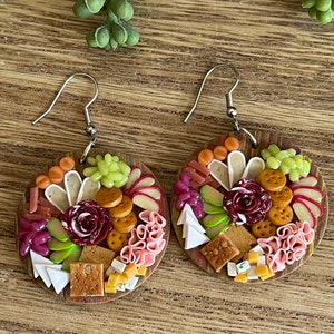 Round Charcuterie Boards food earrings food jewelry foodie gift unique gift image 2