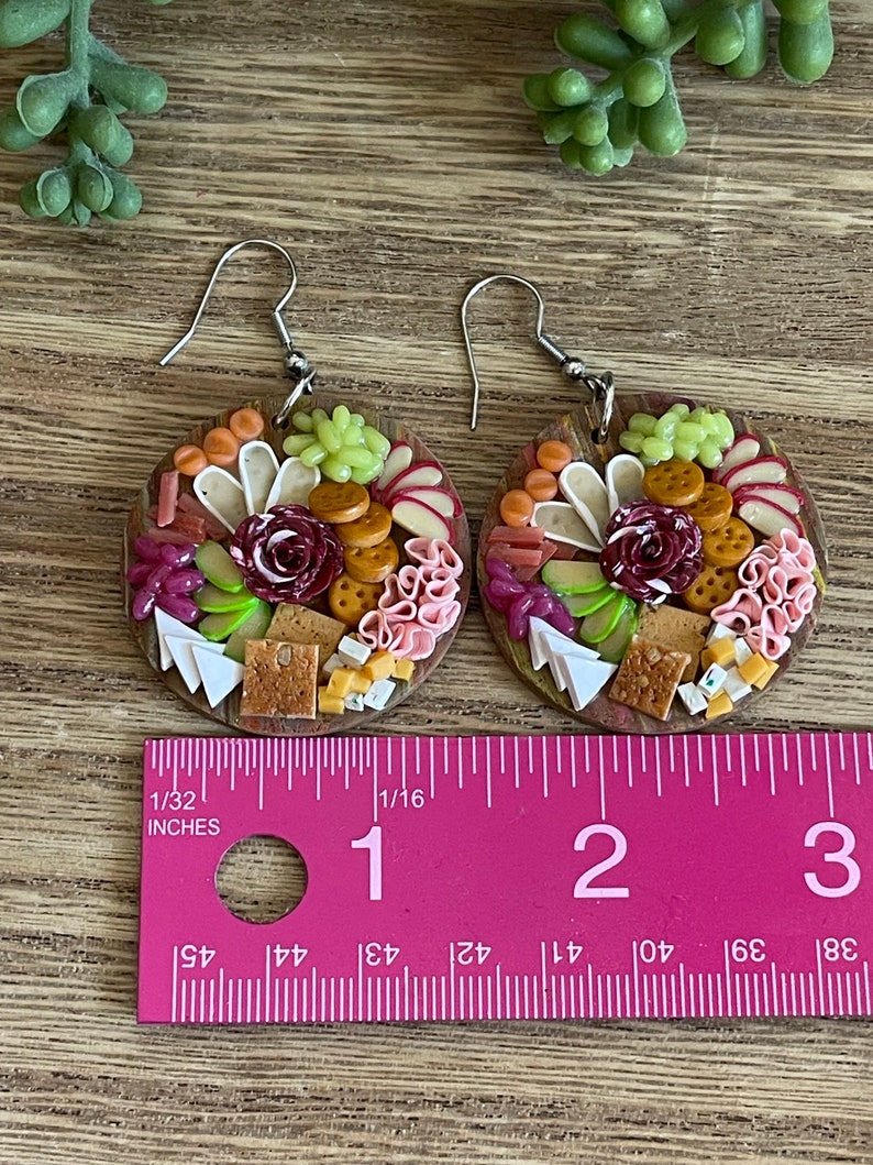 Round Charcuterie Boards food earrings food jewelry foodie gift unique gift image 4