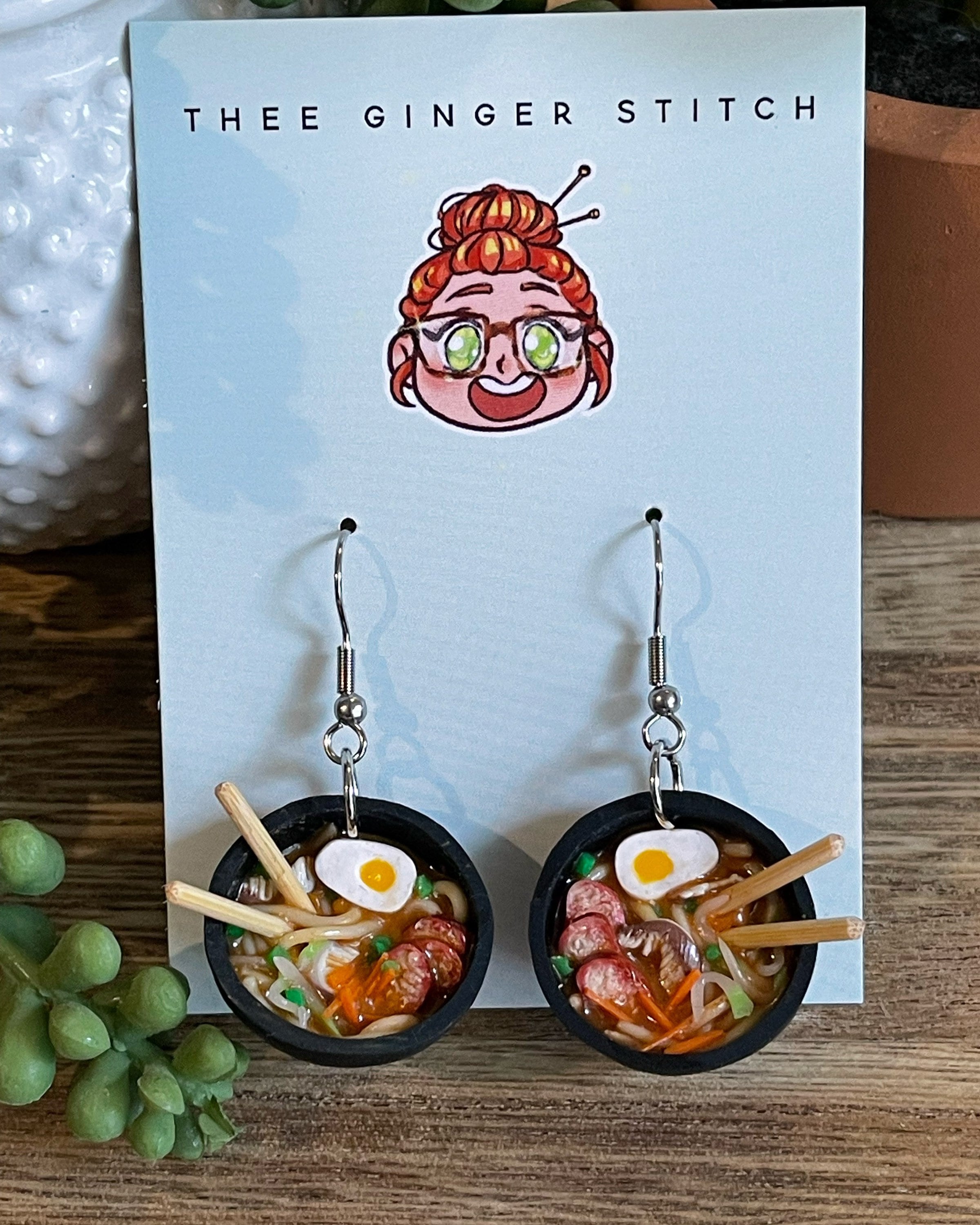 Chicken Flavor Ramen Noodle Soup Stud Earrings Jewelry Accessories Asian Chinese Food Miniature Food Funny Poor College Student Gift Idea