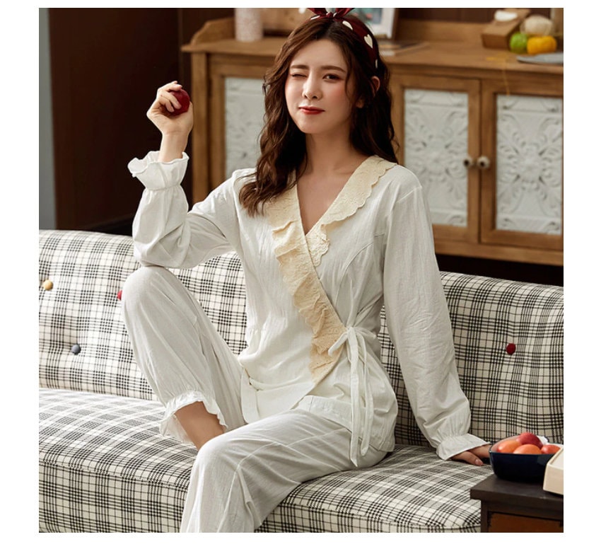 Summer Women Japanese Pajamas Sets Full Pure Cotton Kimono Etsy
