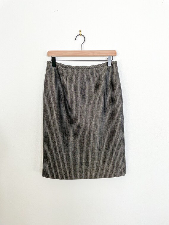 Vintage Pinstripe Pencil/Mini Skirt Dark Brown an… - image 1