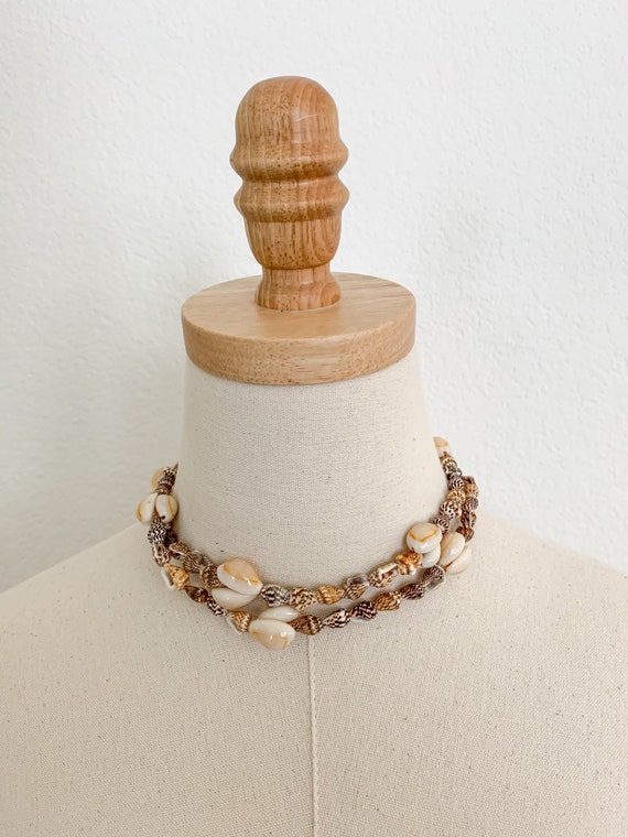 Vintage Handmade Beaded Seashell Necklace