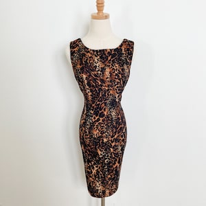 Vintage 90s Leopard Print Mini Sleeveless Dress