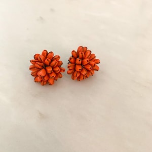 60s Clip On Orange Earrings