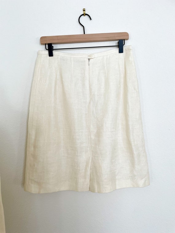 Vintage White Cream Linen Suit Blazer and Skirt 2… - image 4