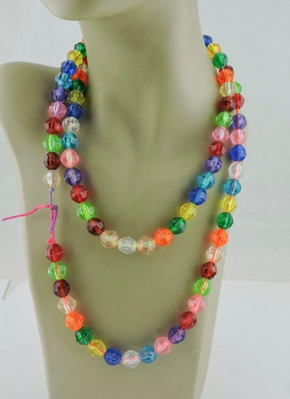 Antique Beaded Multi Color Plastic Beaded Necklace