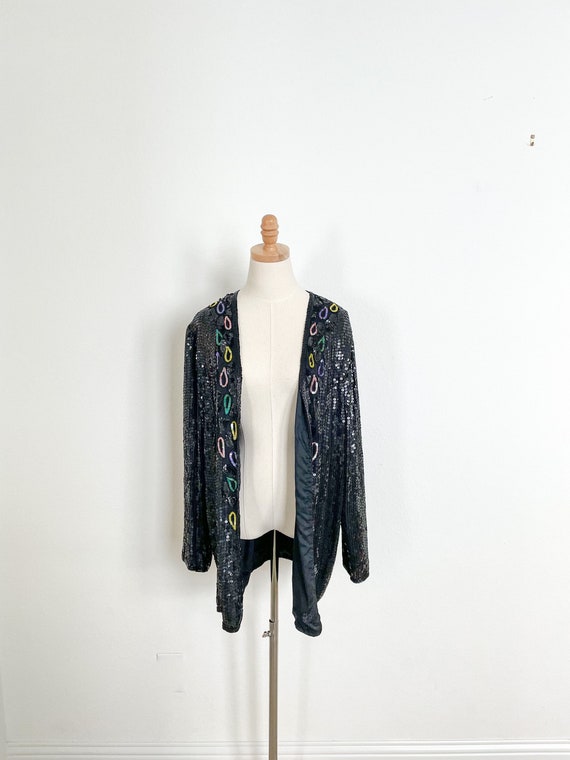 Vintage Beaded Sequin Cardigan/ Sequin jacket top/