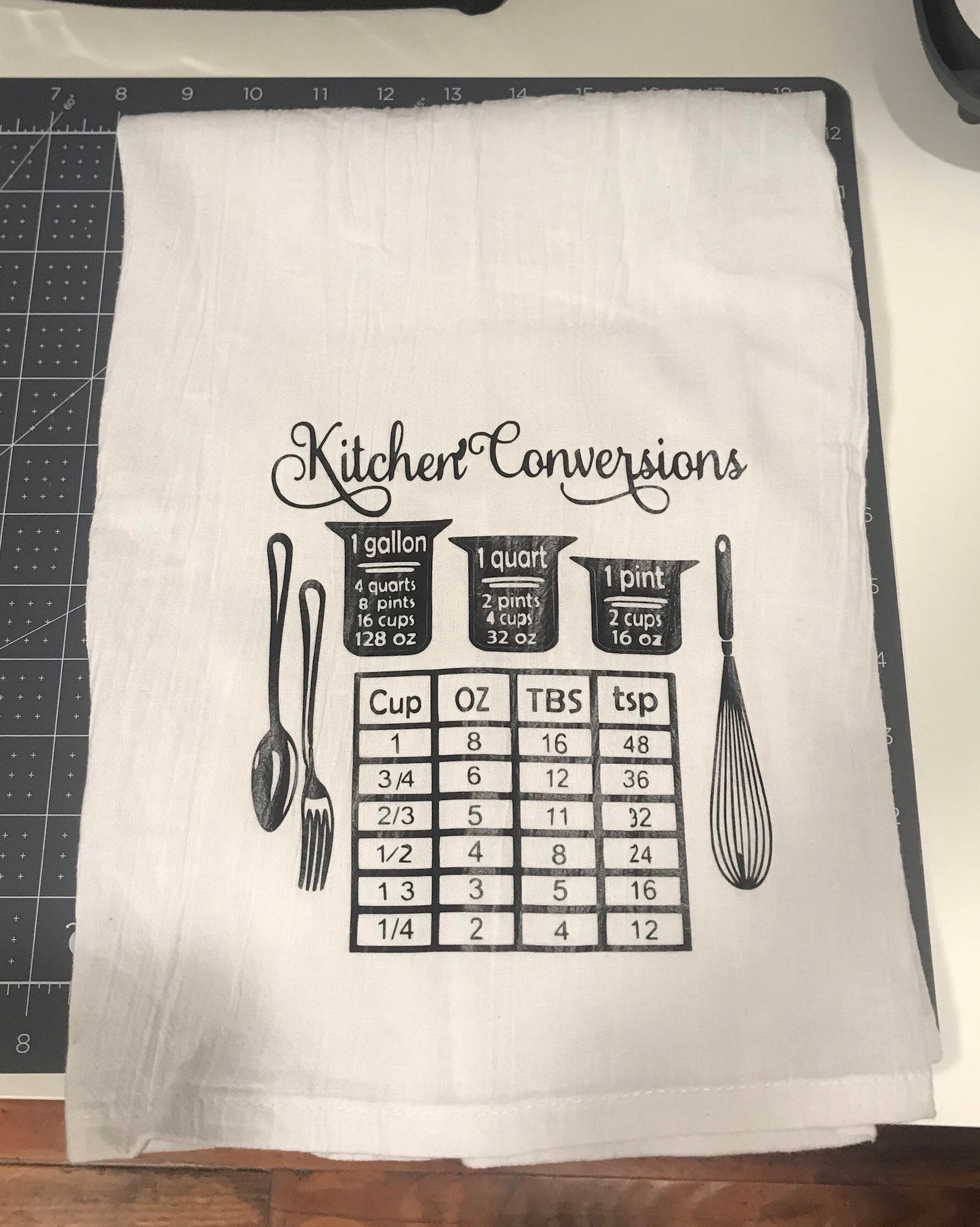 Kitchen Towel. Kitchen Tea Towel With Conversion Chart. Etsy