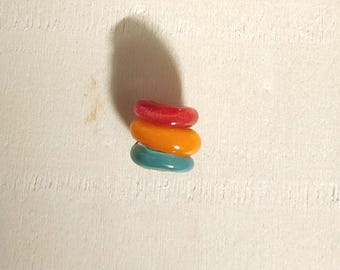Coil Glass Dreadlock Bead: Red, Orange, Teal Loc Jewelry