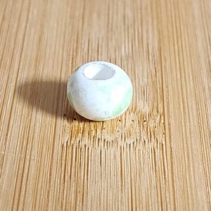 White & Green Spotted Ceramic Loc Bead, Dread Bead, Hair Bead, Loc Bead, Beads, Dreadloc Bead, Loc Accessories, Hair Bead, Hair Accessory
