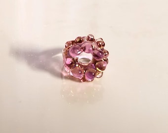 Rose rosa Charm Glas Lock Perle, Dreadlock Zubehör, Haar Accessoire