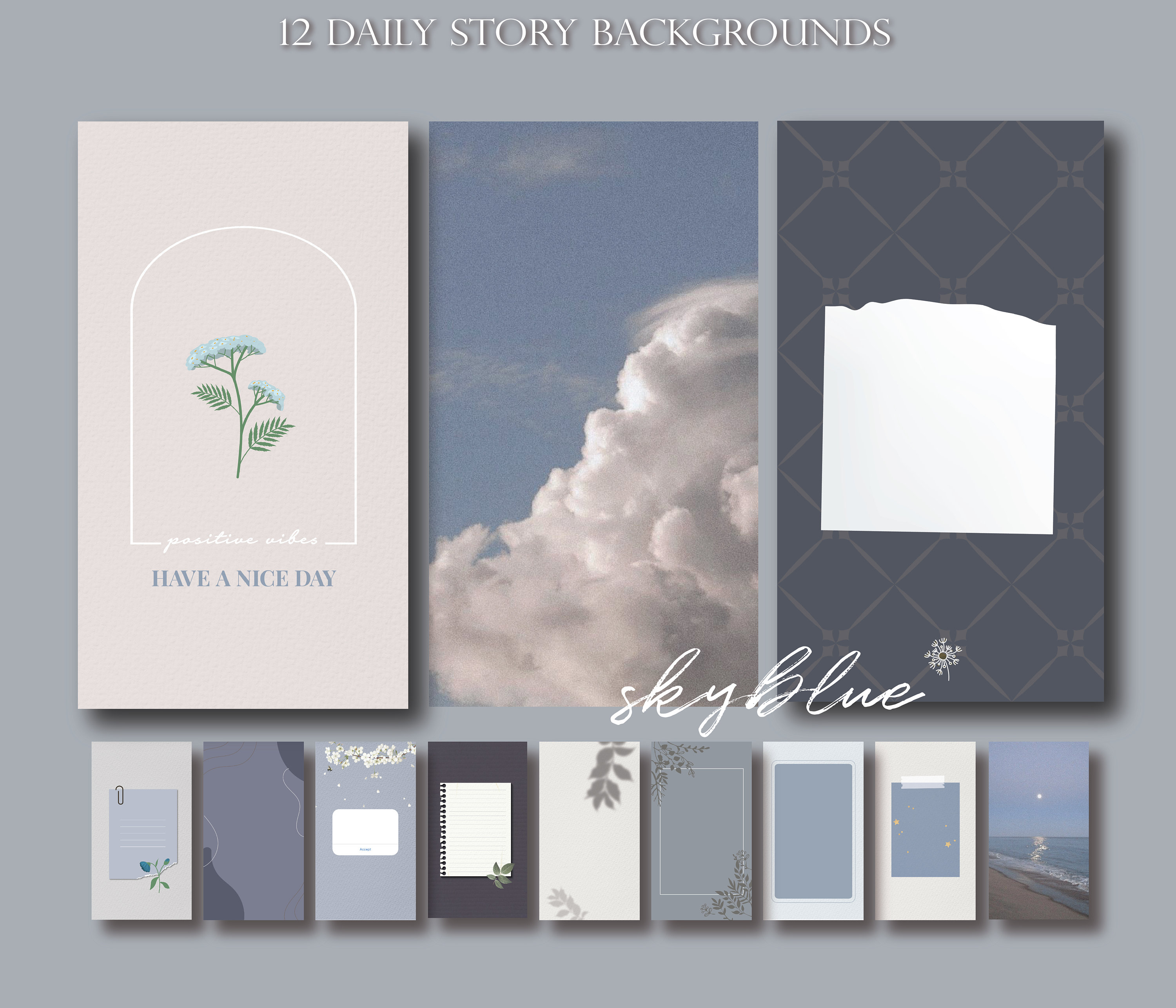 DAILY STORY BACKGROUNDS for Instagram Sky Blue Colour - Etsy