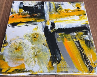 抽象アート 黒と黄色の絵画 黄色と黒の抽象画キャンバス 39.37x39.37インチ - Etsy 日本