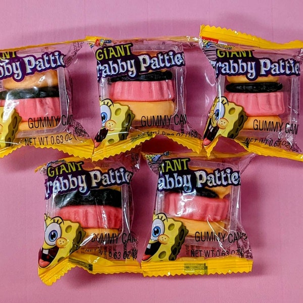 5x Giant SpongeBob Square Pants Krabby Patties Gummy Candy 18g USA Import