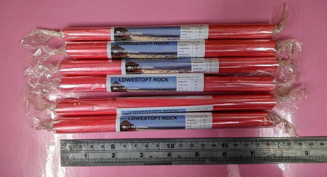 6 X Pink Peppermint Seaside Sticks of Rock Made in Blackpool Etsy UK
