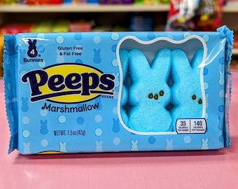 1 Pack of 4 Blue Peeps Marshmallow Bunnies  (USA Import)