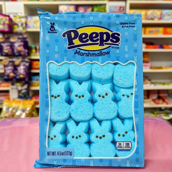 1 Pack of 12 Blue Peeps Marshmallow Bunnies  (USA Import)