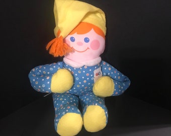 Vintage Fisher Price Baby Doll Crib Friends Stuffed plush Lovey made in 1984 by the Quaker Oat Co.