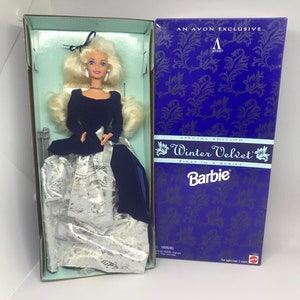 Vintage Barbie Blonde Doll Winter Velvet Avon 1st in Series Special Edition.1990's NRFB.A great Gift image 1