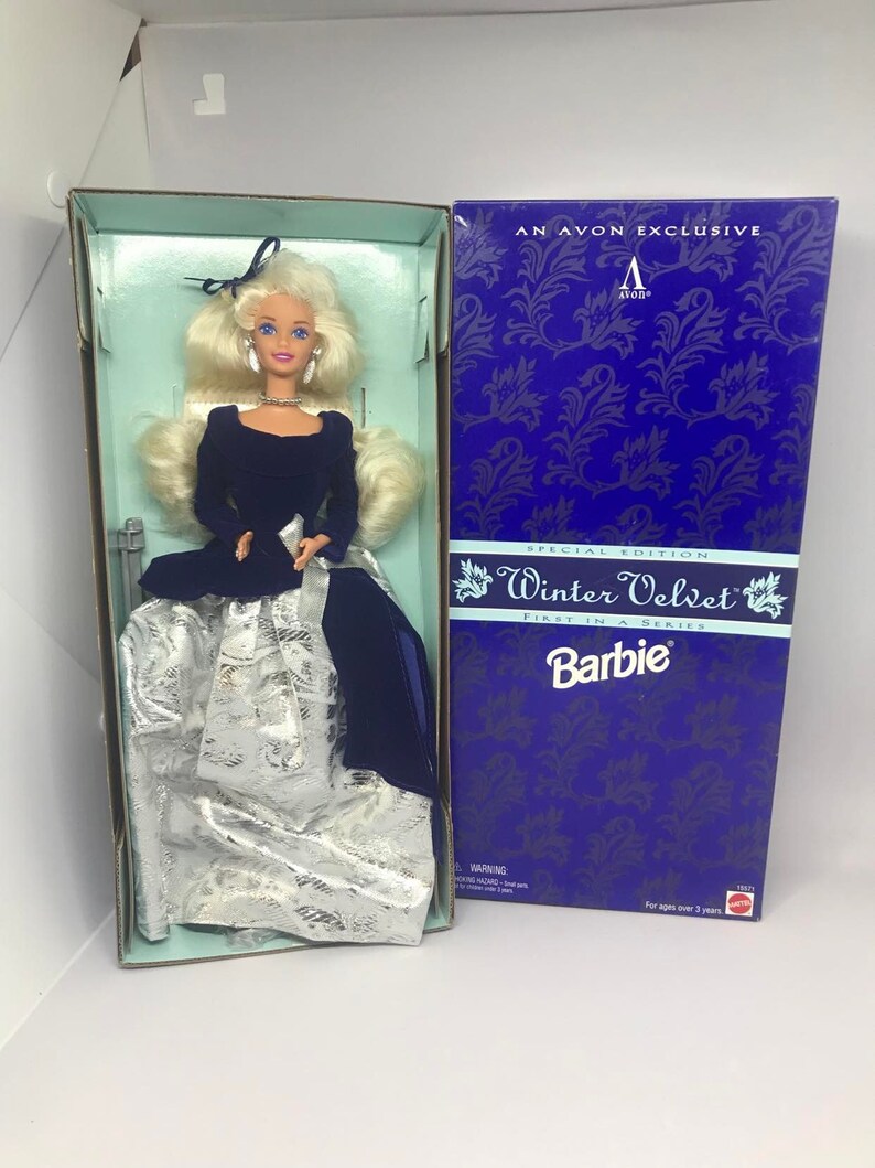 Vintage Barbie Blonde Doll Winter Velvet Avon 1st in Series Special Edition.1990's NRFB.A great Gift image 1