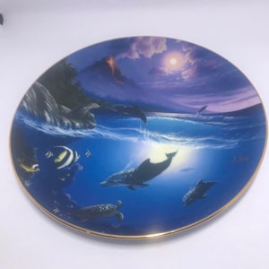 Dolphins Kisses Bradford Exchange Ocean Sea life Retired Collector Plate #3546A.