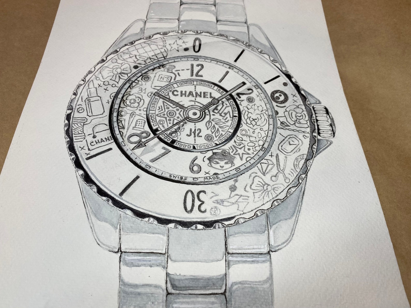 Painting drawing watercolor clock Etsy