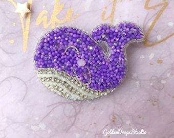 Borahae Whale Pin, BTS Inspired Purple Whale Pin Handmade