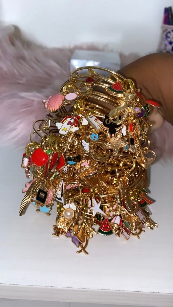 Basic charm bangles 1 bangle silver or gold jewelry charms Etsy