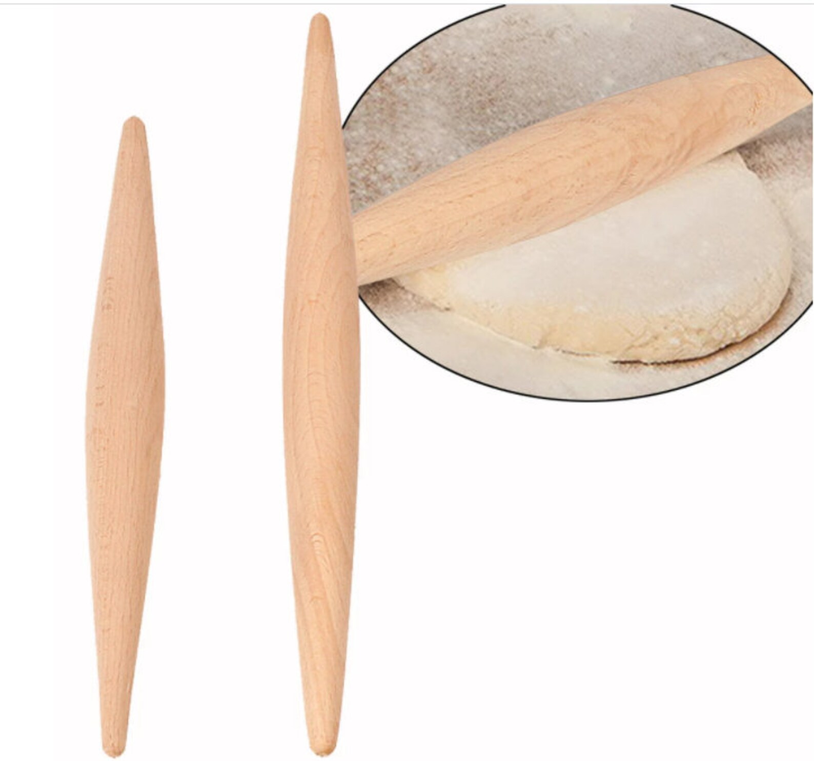 23cm/28cm Dough Roller Wood NonStick Double Tip Fondant Cake Etsy