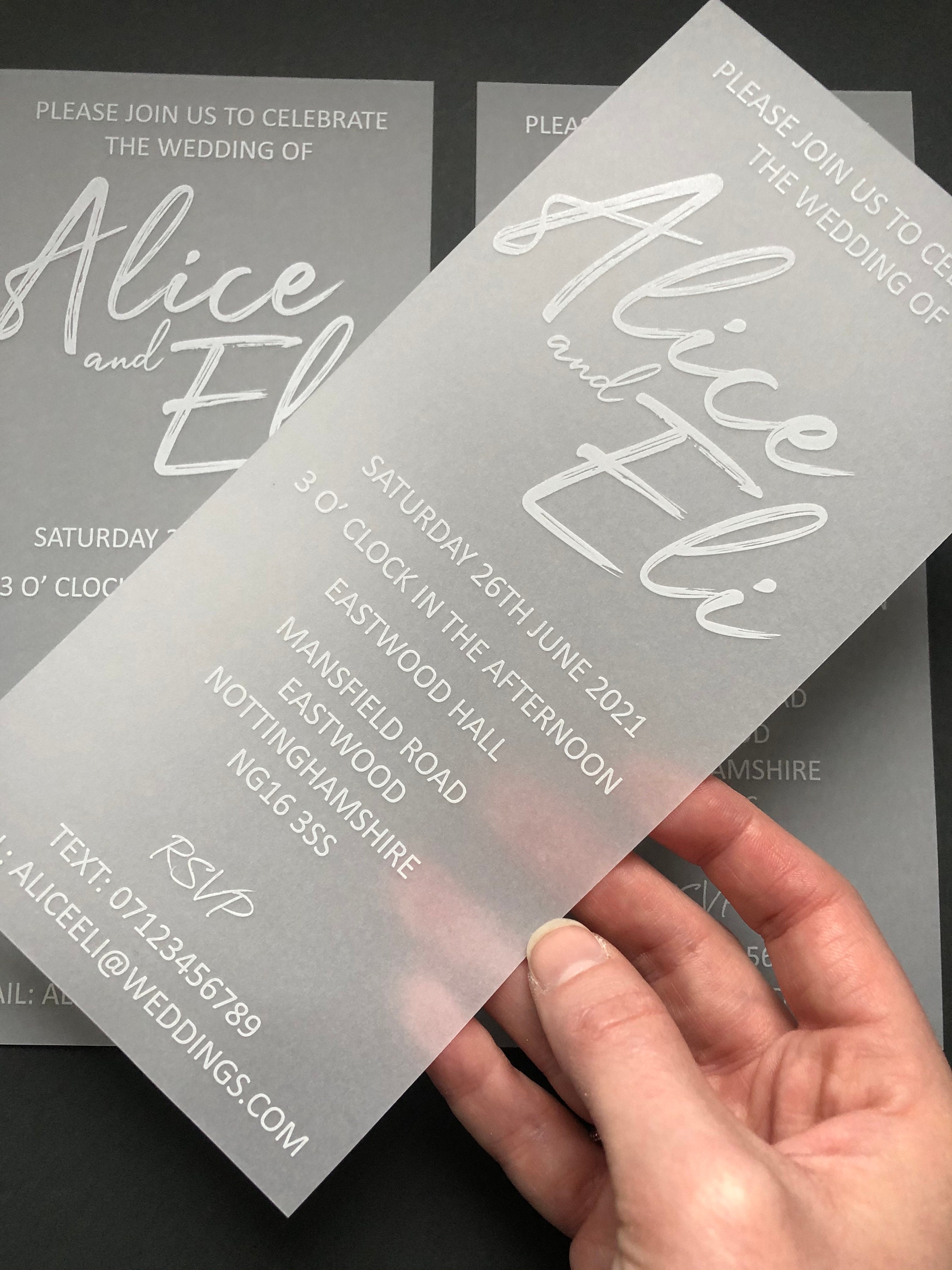Vellum wedding invitation sample Etsy